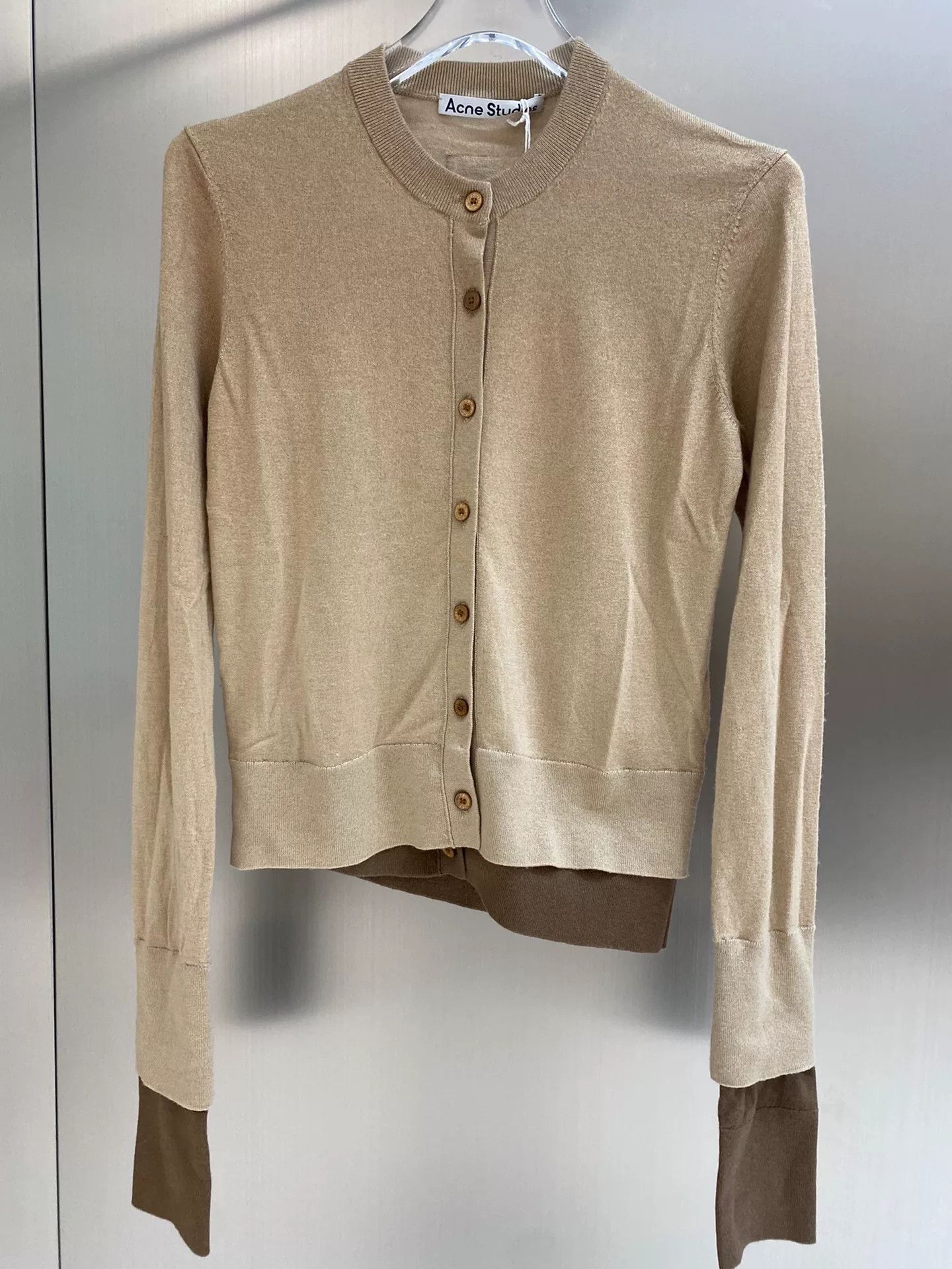 Acne Studios Acne Studios Beige Knit Cardigan Size US XXS / EU 40 - 1 Thumbnail