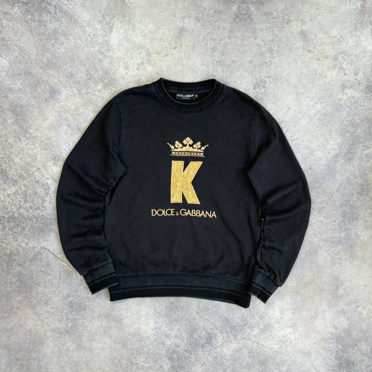 Dolce Gabbana Luxury Vintage DOLCE GABBANA KING PATCH LOGO BLACK SWEATSHIRT CREWNECK Grailed