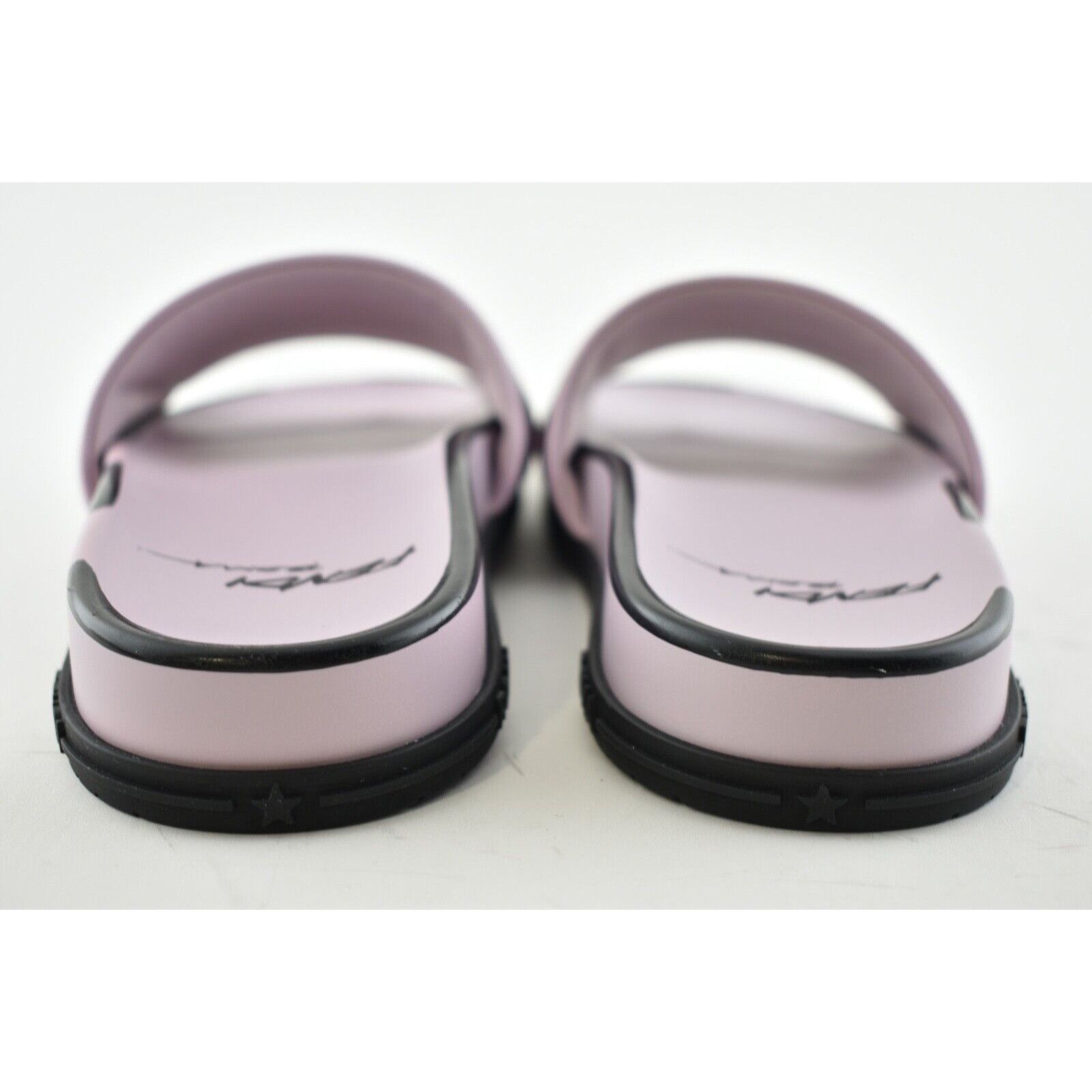 Fendi Fendi Joshua Vides Pink Black Leather Logo Mule Slide Flat Size US 5 / IT 35 - 11 Thumbnail