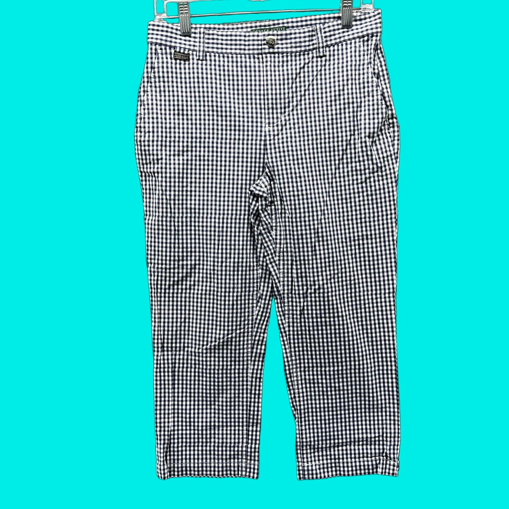 Ralph Lauren Lauren Active Ralph Lauren Pants Womens 4 Blue Check Capri Stretch Casual Size 27" / US 4 / IT 40 - 1 Thumbnail