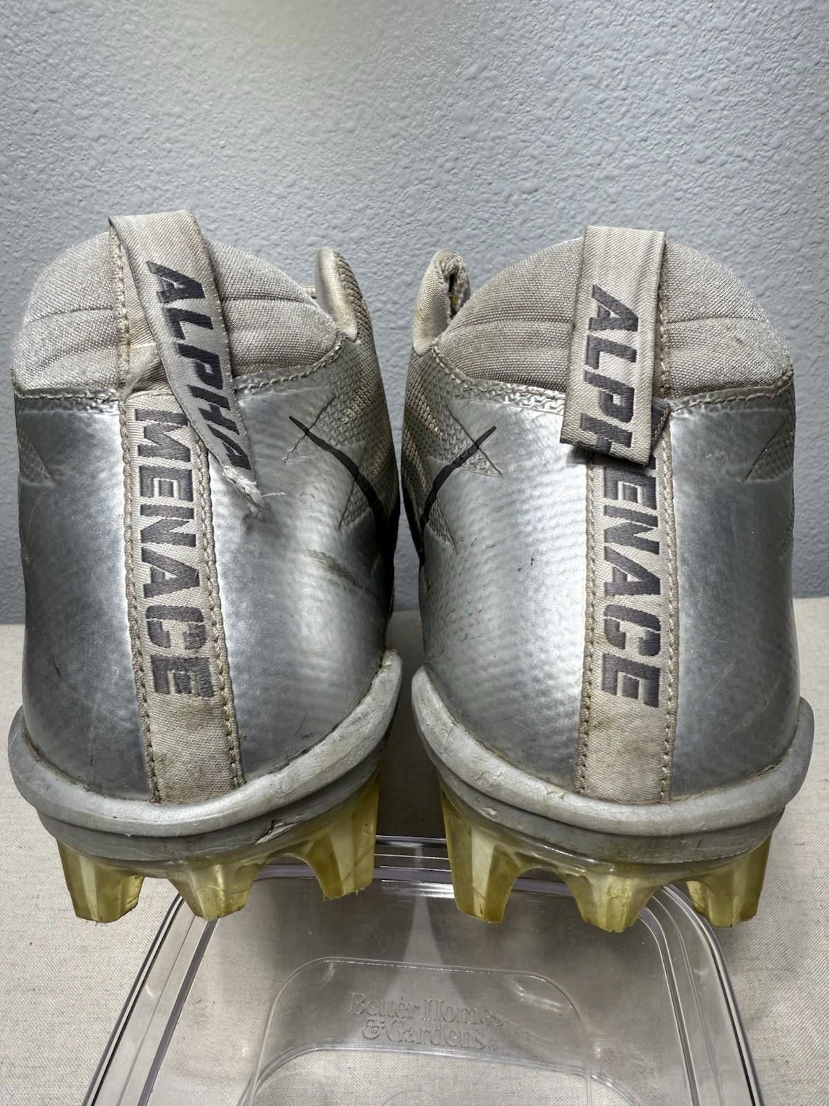Nike Nike Alpha Menace Pro Mens 11.5 Silver Mid Football Cleats Size ONE SIZE - 4 Thumbnail