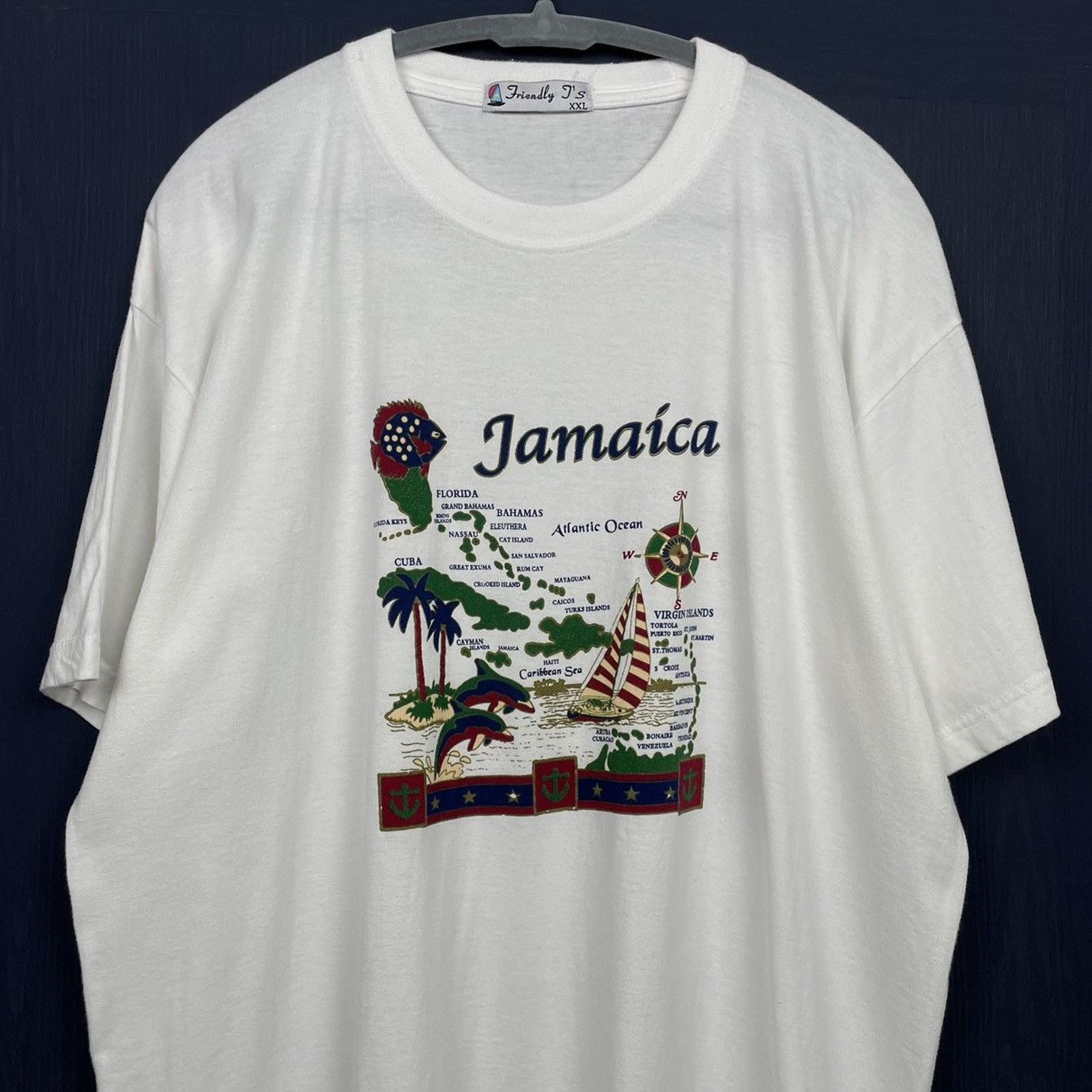 Harley Davidson × Japanese Brand × Vintage 🇯🇲Vintage Jamaica Islands Map T Size US XXL / EU 58 / 5 - 2 Thumbnail