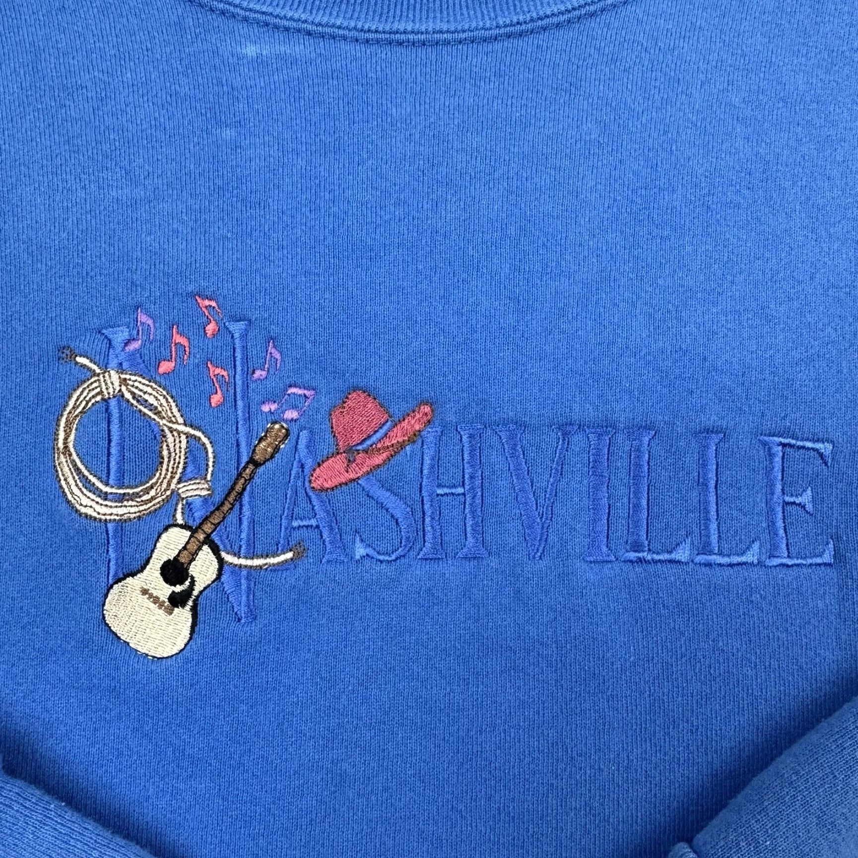 Vintage Vintage Nashville Sweatshirt Womens Large Country Music Guitar 90s Embroidery Size L / US 10 / IT 46 - 4 Thumbnail