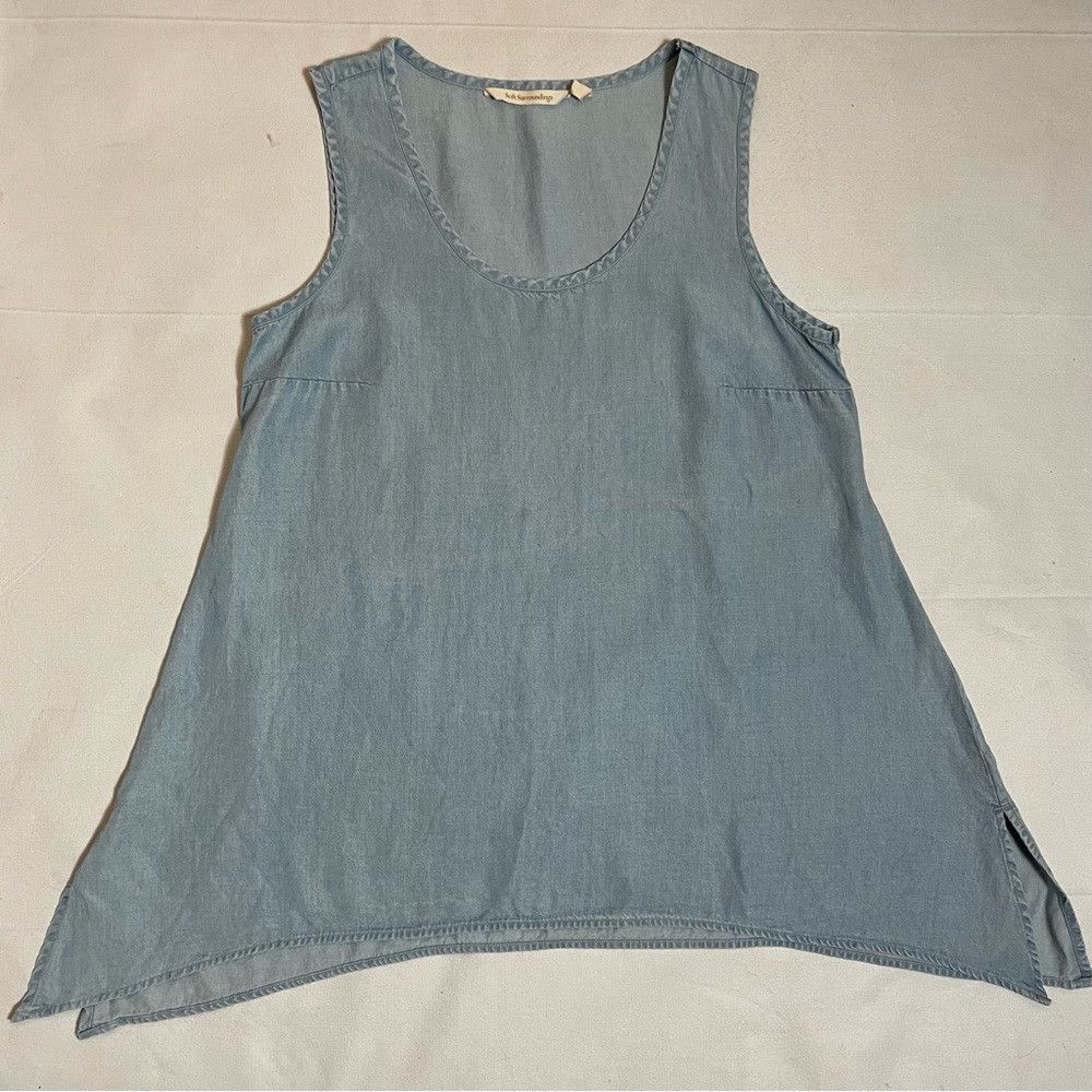 Other Soft Surroundings Timely Blue Chambray Sleeveless Tank Top Size S / US 4 / IT 40 - 6 Thumbnail