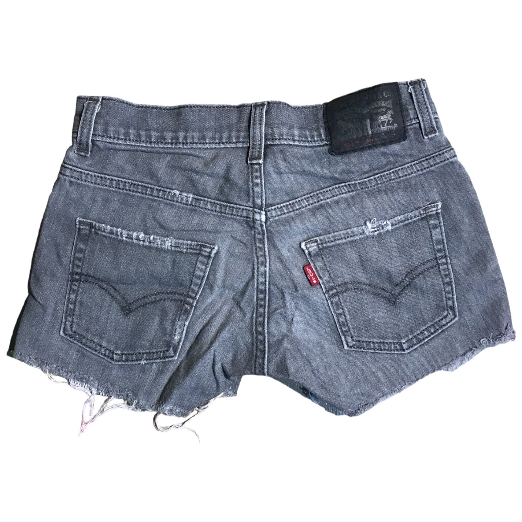 Levi's Levi's Jeans Shorts Womens 25 Slim Cut-Off Denim Gray Zip Fly Distressed 3in Inseam 5-Pocket Vintage No? Size 42" / US 20 - 2 Thumbnail