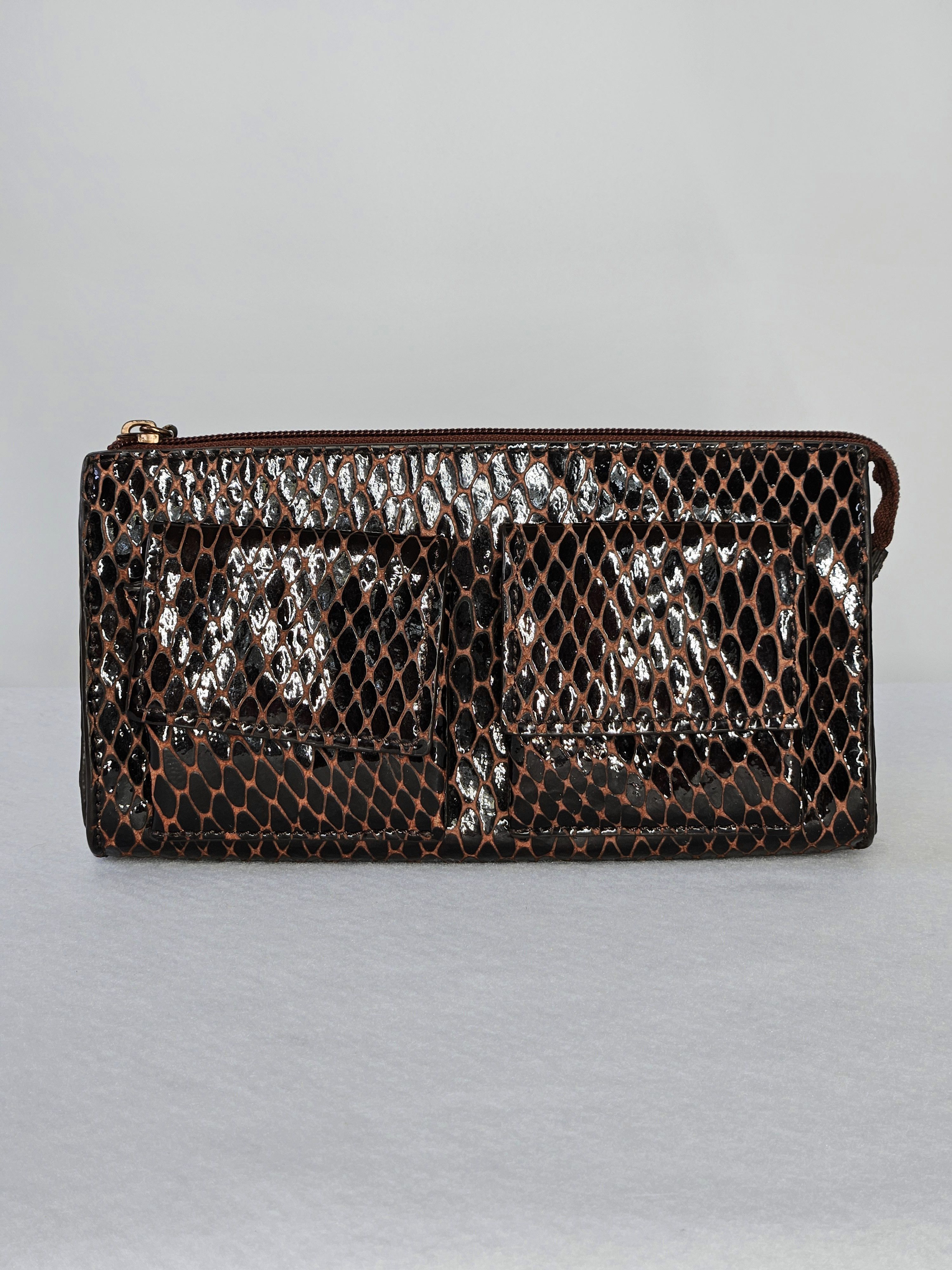 Other Sharon Gioe 8x4.5x2" Wallet Leather Embossed Snake Burgundy Size ONE SIZE - 3 Thumbnail