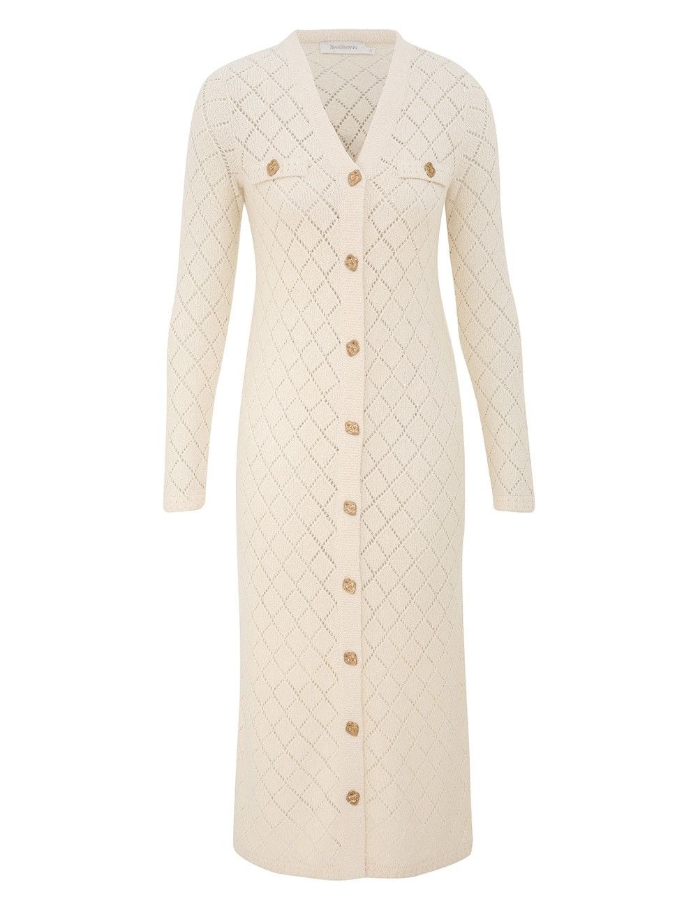 Zimmermann oc11z1025 Crush Pointelle Midi Dress in Cream Size M / US 6-8 / IT 42-44 - 1 Thumbnail