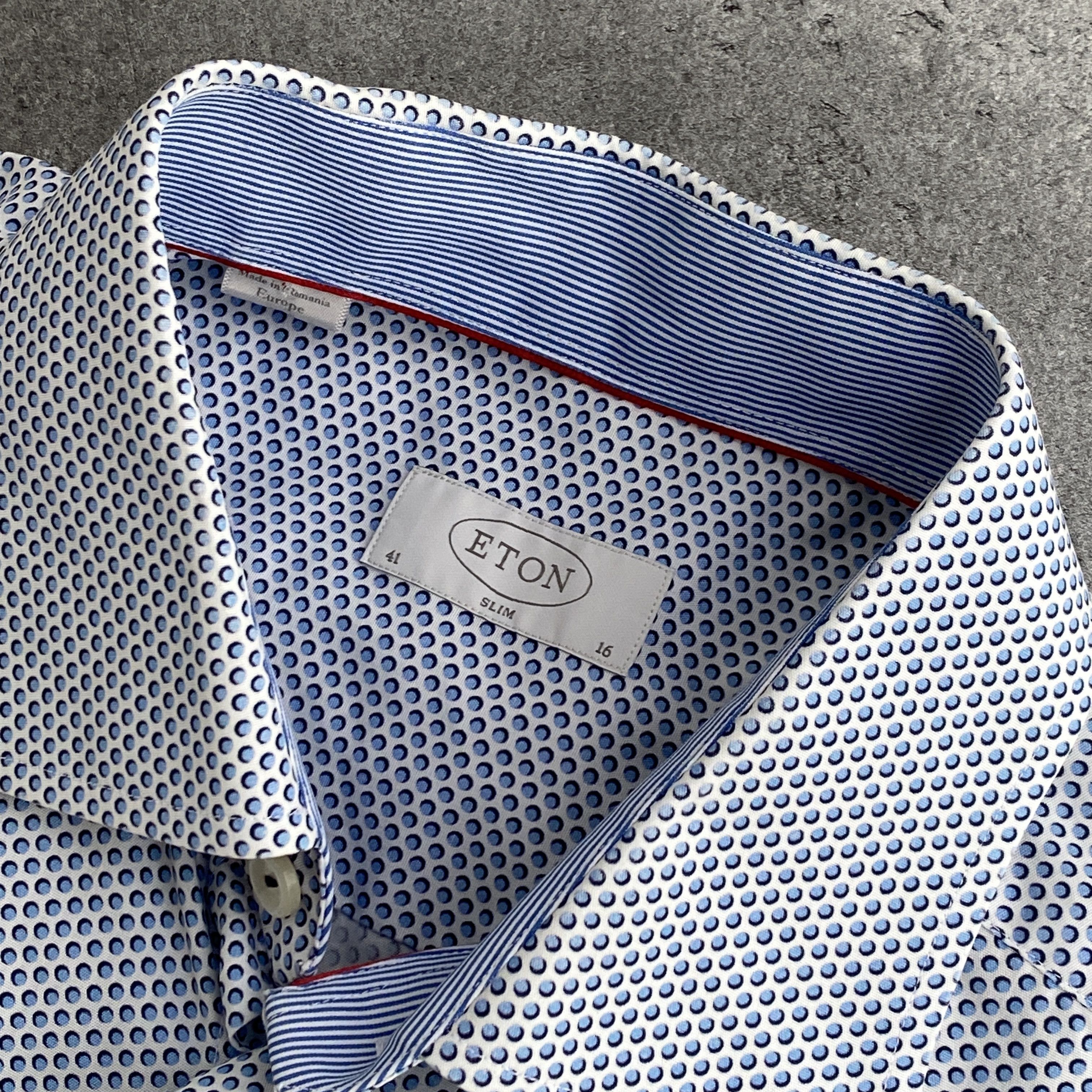 Eton dotted blue shirt - M