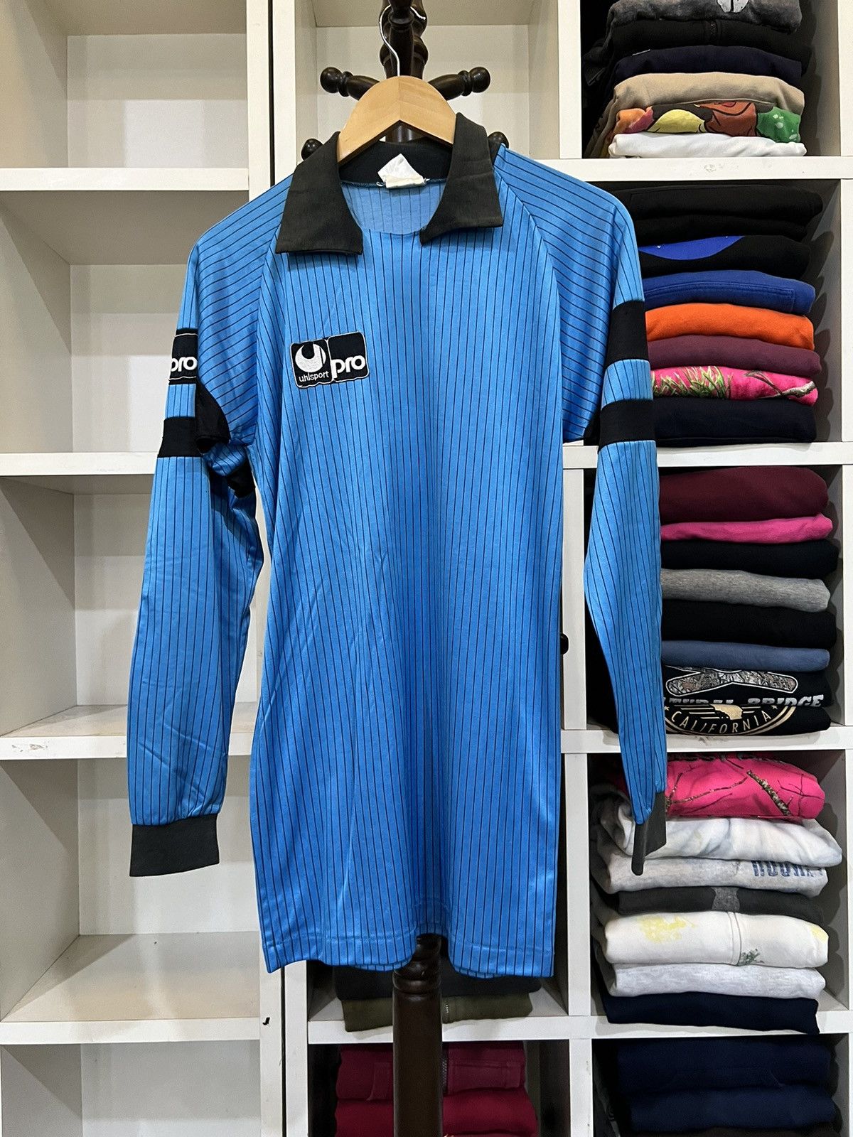 image of Fifa World Cup x Soccer Jersey Vintage 90’S Unisport Goal Keeper Jersey in Blue, Men's (Size Large)