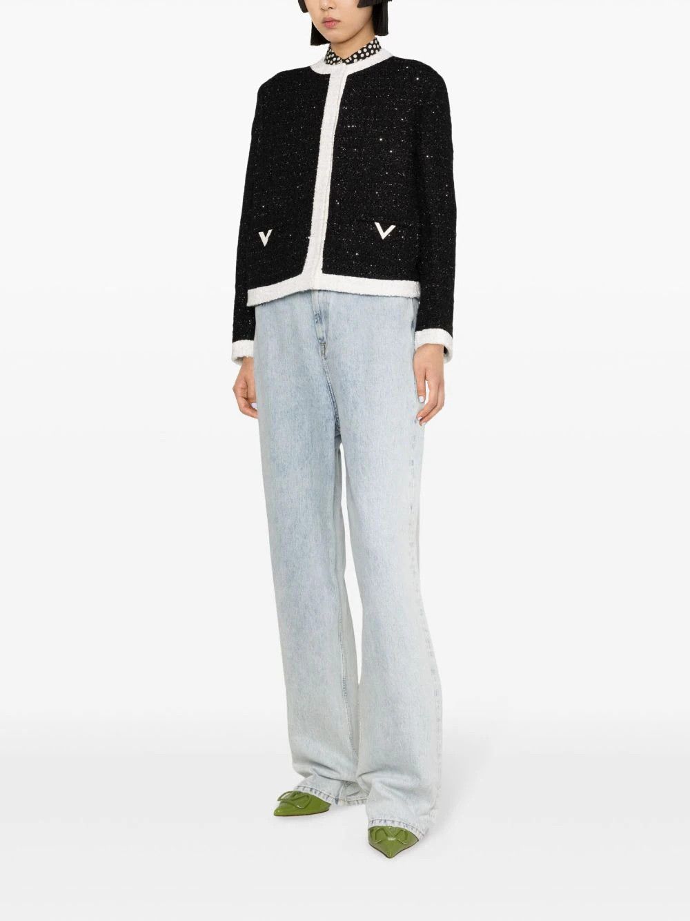 Valentino o1s22i1n0924 Glaze Tweed Jacket in Black Size M / US 6-8 / IT 42-44 - 3 Thumbnail