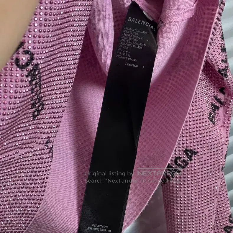 Balenciaga Balenciaga Pink glitter slim fit full print logo top Size US S / EU 44-46 / 1 - 4 Thumbnail