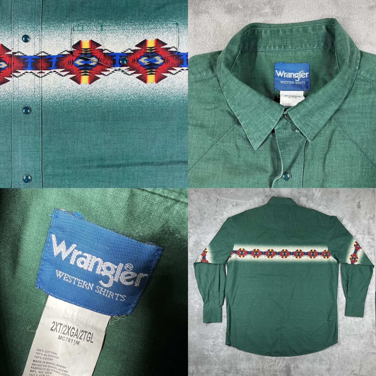 Wrangler VINTAGE Wrangler Shirt Brushpopper Mens Pearl Snap Aztec Western Size 2XL EUC Size US XXL / EU 58 / 5 - 8 Thumbnail
