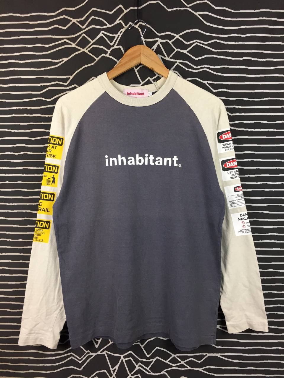 Japanese Brand Vtg Inhabitant Japan Industrial Danger Caution Raglan Tee Size US S / EU 44-46 / 1 - 1 Thumbnail
