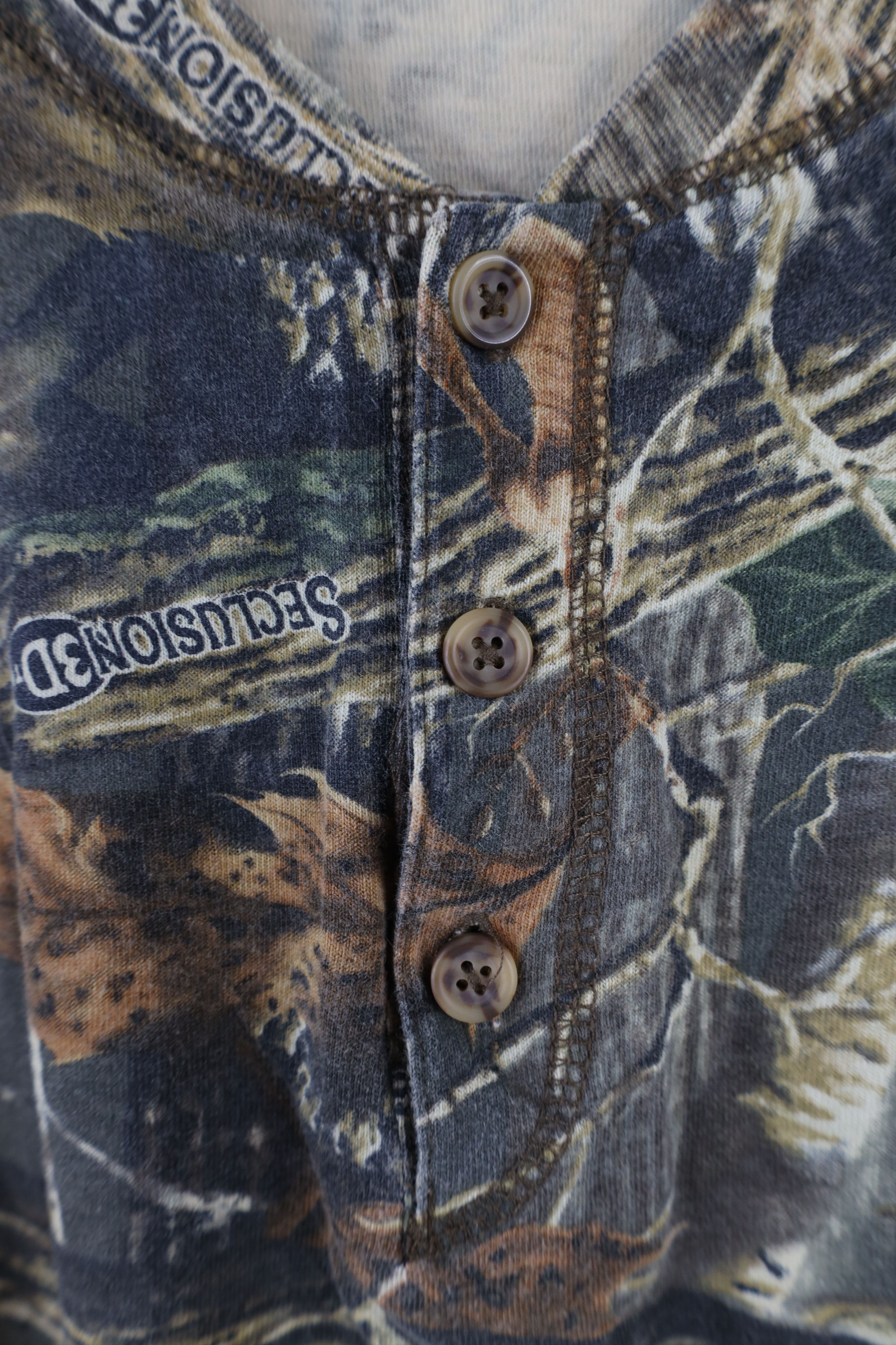 Cabelas × Vintage Vintage Cabelas Camouflage Long Sleeve Henley T-Shirt Cotton Size US XL / EU 56 / 4 - 5 Thumbnail