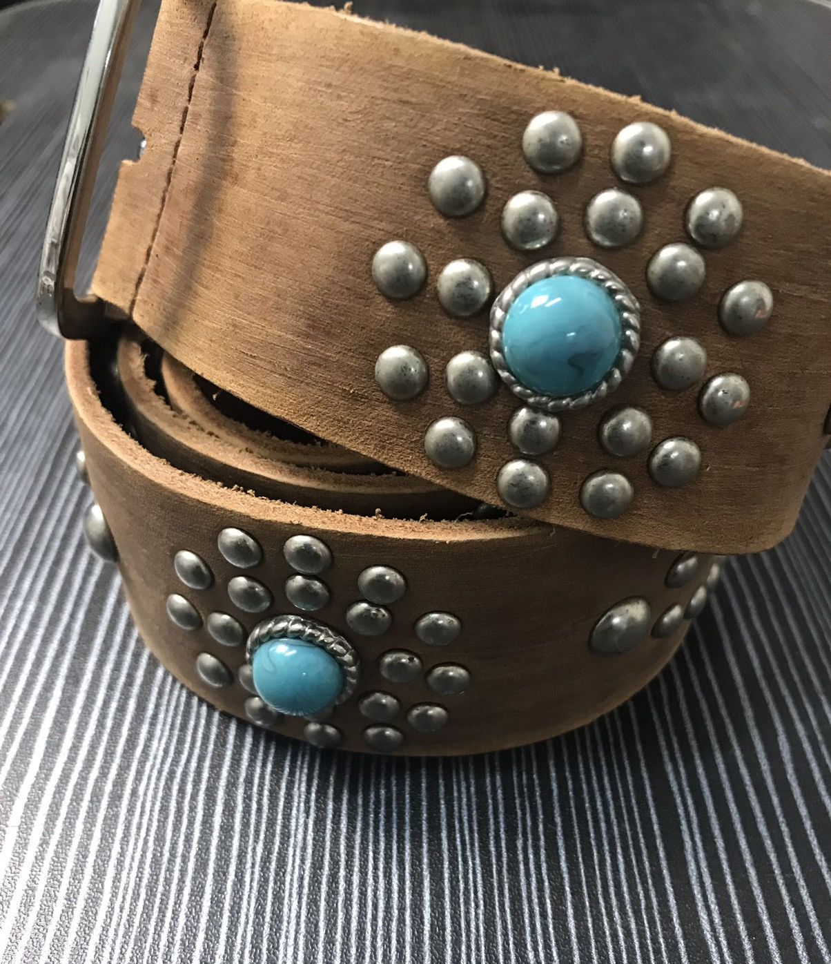 Japanese Brand × Vintage Turquoise Stone Leather Belt Size ONE SIZE - 2 Thumbnail