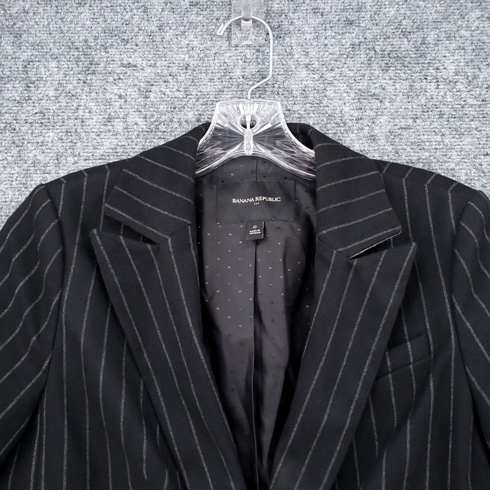 Banana Republic Banana Republic Blazer Womens 0 Black One Button Striped Jacket Notch Lapel Regular Sleeve Long Sleeve Size XS / US 0-2 / IT 36-38 - 3 Thumbnail