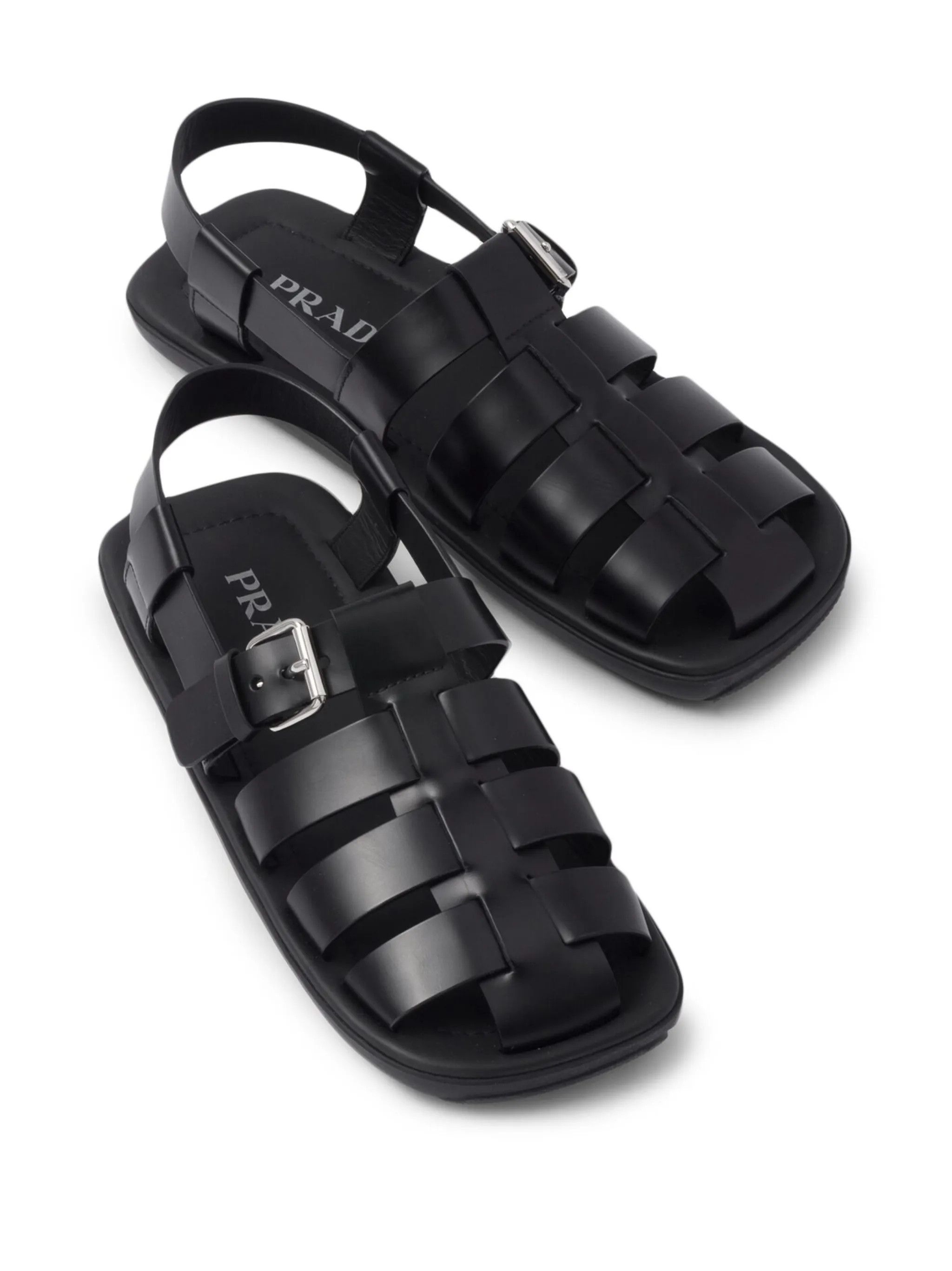 Prada o1bcso1str1025 Spazzolato Flat Sandals Overlapping Straps Size US 9 / EU 42 - 4 Thumbnail