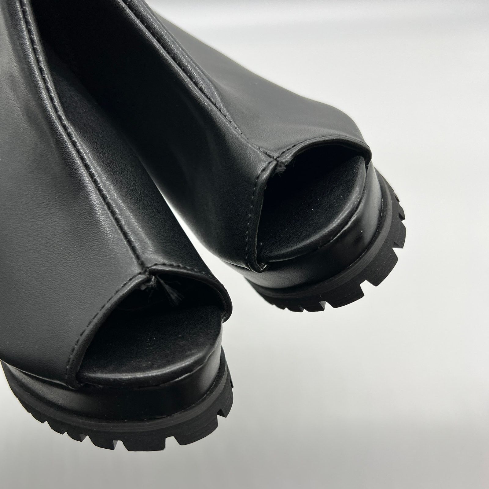Other Chunky High Heel Booties Zipper Platform Open Toe Ankle Size US 6.5 / IT 36.5 - 10 Thumbnail