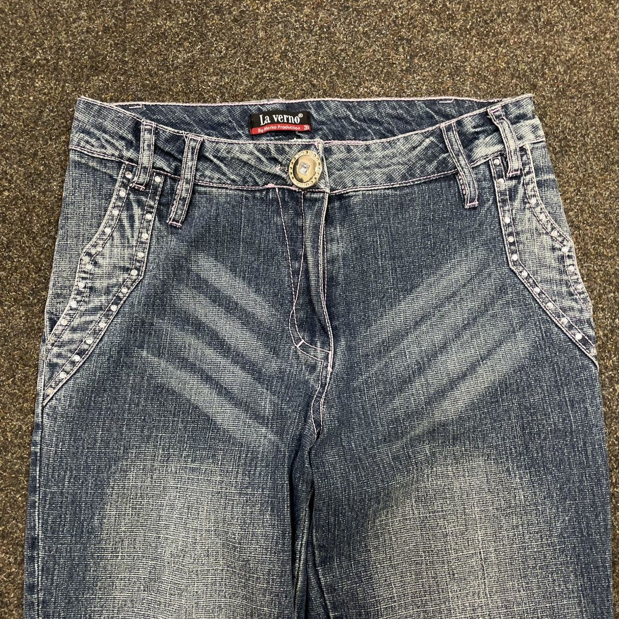 Vintage Vintage Y2K Baggy Wide Leg Jeans Washed Blue 90s Skate Logo Size 34" / US 12 / IT 48 - 4 Thumbnail