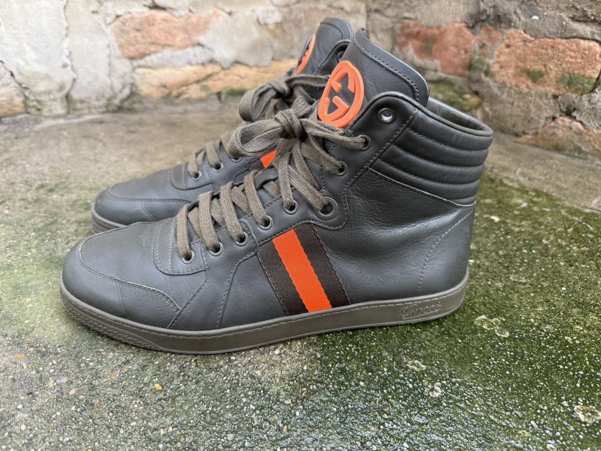 Gucci ✨Gucci✨GG Viaggio Collection High Top Sneaker Leather Orange Size US 9 / EU 42 - 3 Thumbnail