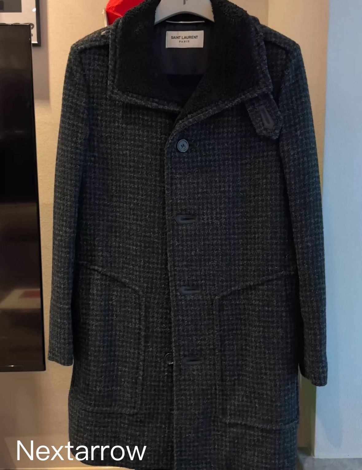 Saint Laurent Paris × Yves Saint Laurent Saint Laurent Men's Wool Bird Grid Coat 2412-Nextarrow Size US S / EU 44-46 / 1 - 1 Thumbnail