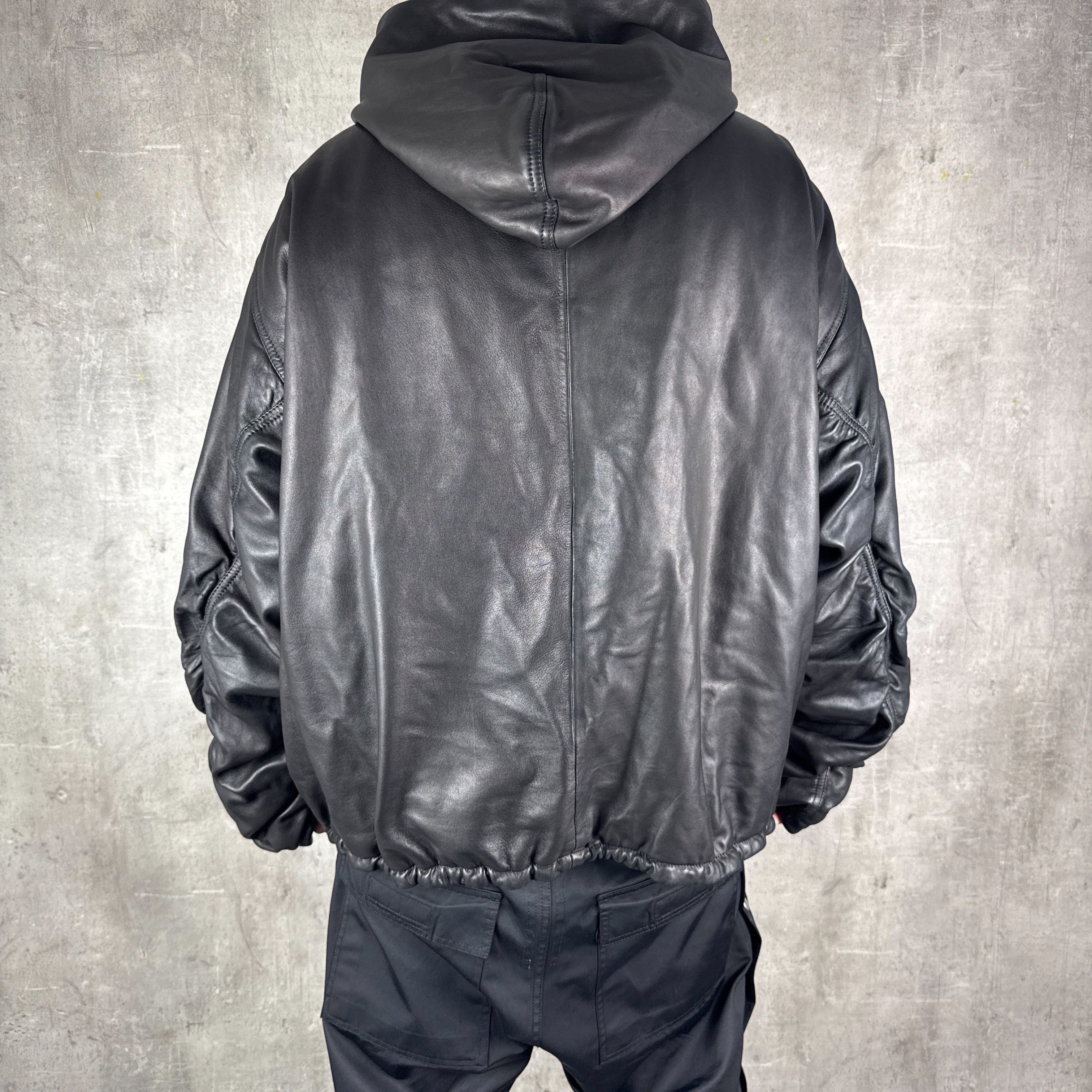 Balenciaga BALENCIAGA Oversized Leather Hoodie Size US S / EU 44-46 / 1 - 7 Thumbnail