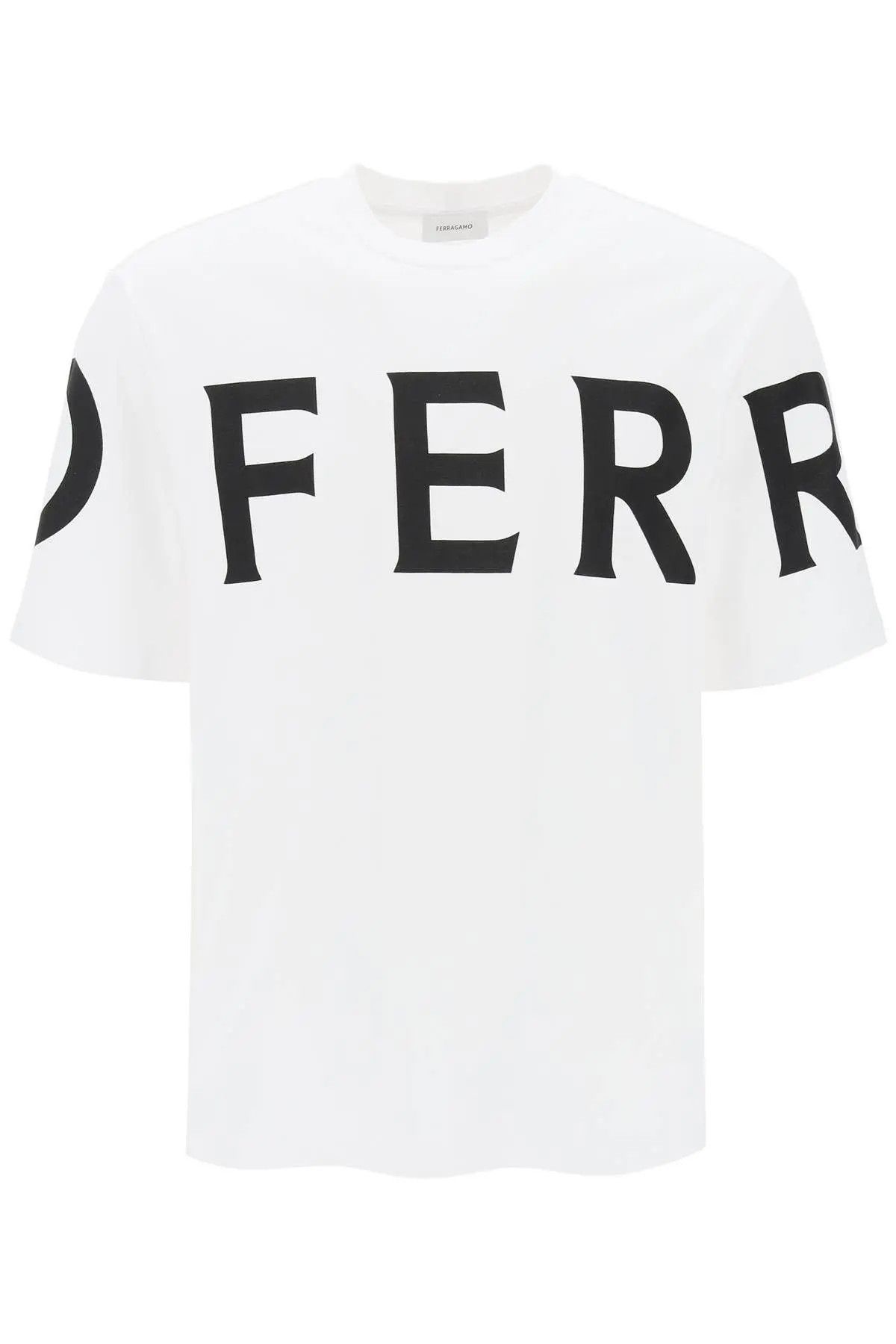 image of Salvatore Ferragamo O1S22I1N0224 Oversized Logo T-Shirt In White, Men's (Size Small)
