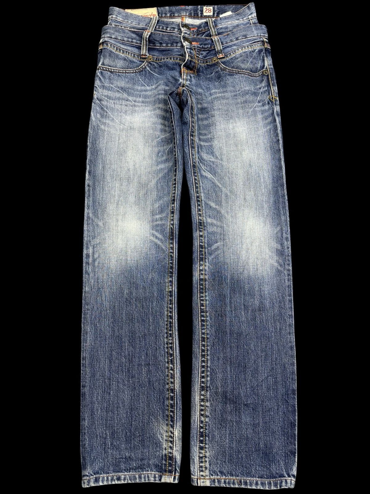 Japanese Brand 💥Insane💥Rush Hour Double Waist stone Wash Denim F759 Size US 30 / EU 46 - 2 Thumbnail