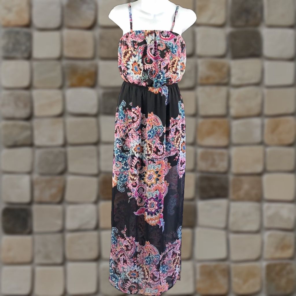 Express VINTAGE Express Maxi Dress Shirt XS Pink/Blk Floral Blouson 90's Boho Hippie Chiffon Halter Strappy Sleeve Summer Size XS / US 0-2 / IT 36-38 - 1 Thumbnail