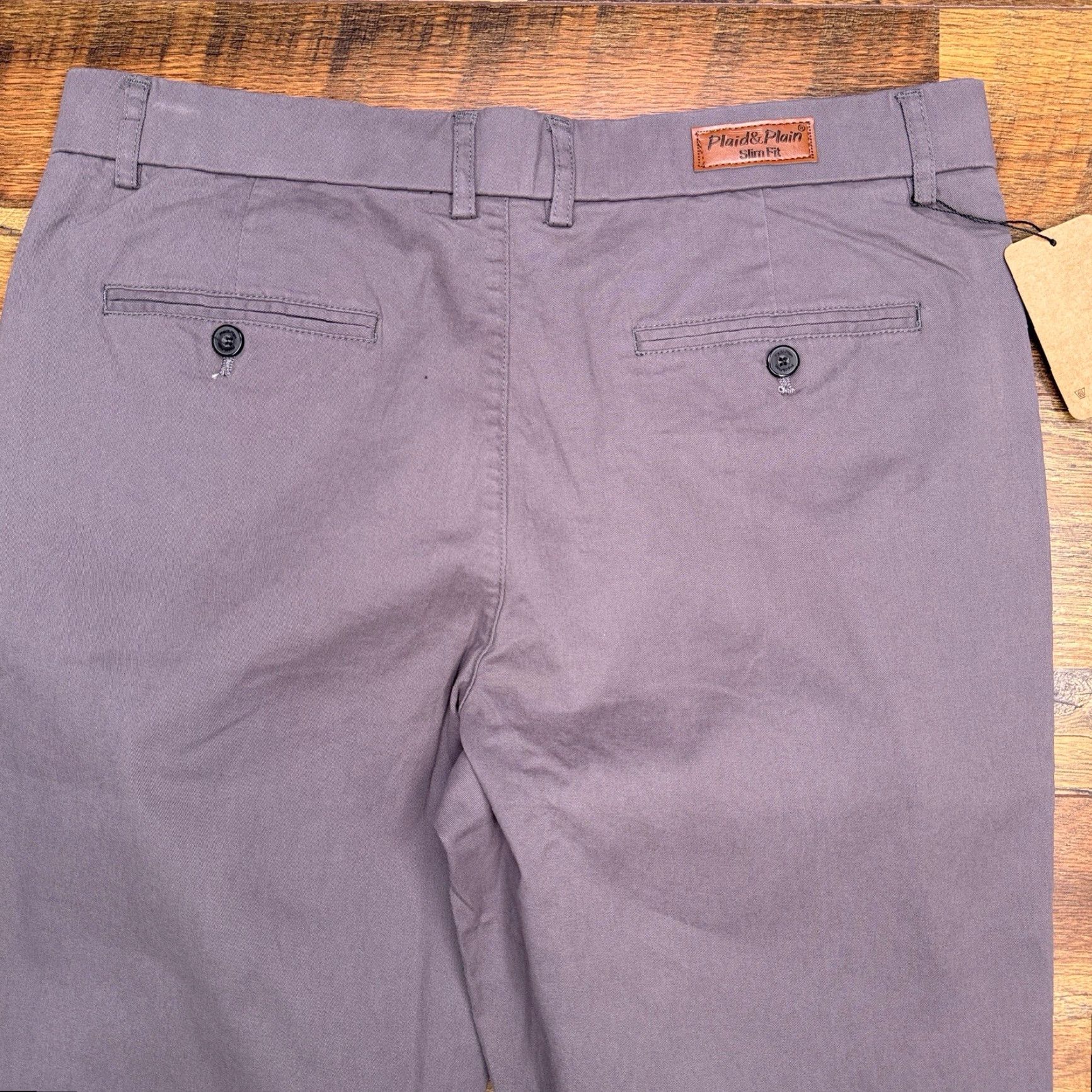 Vintage Plaid & Plain Slim Fit Pants Mens 34x28 Gray Mid Rise Stretch New Size US 34 / EU 50 - 6 Thumbnail