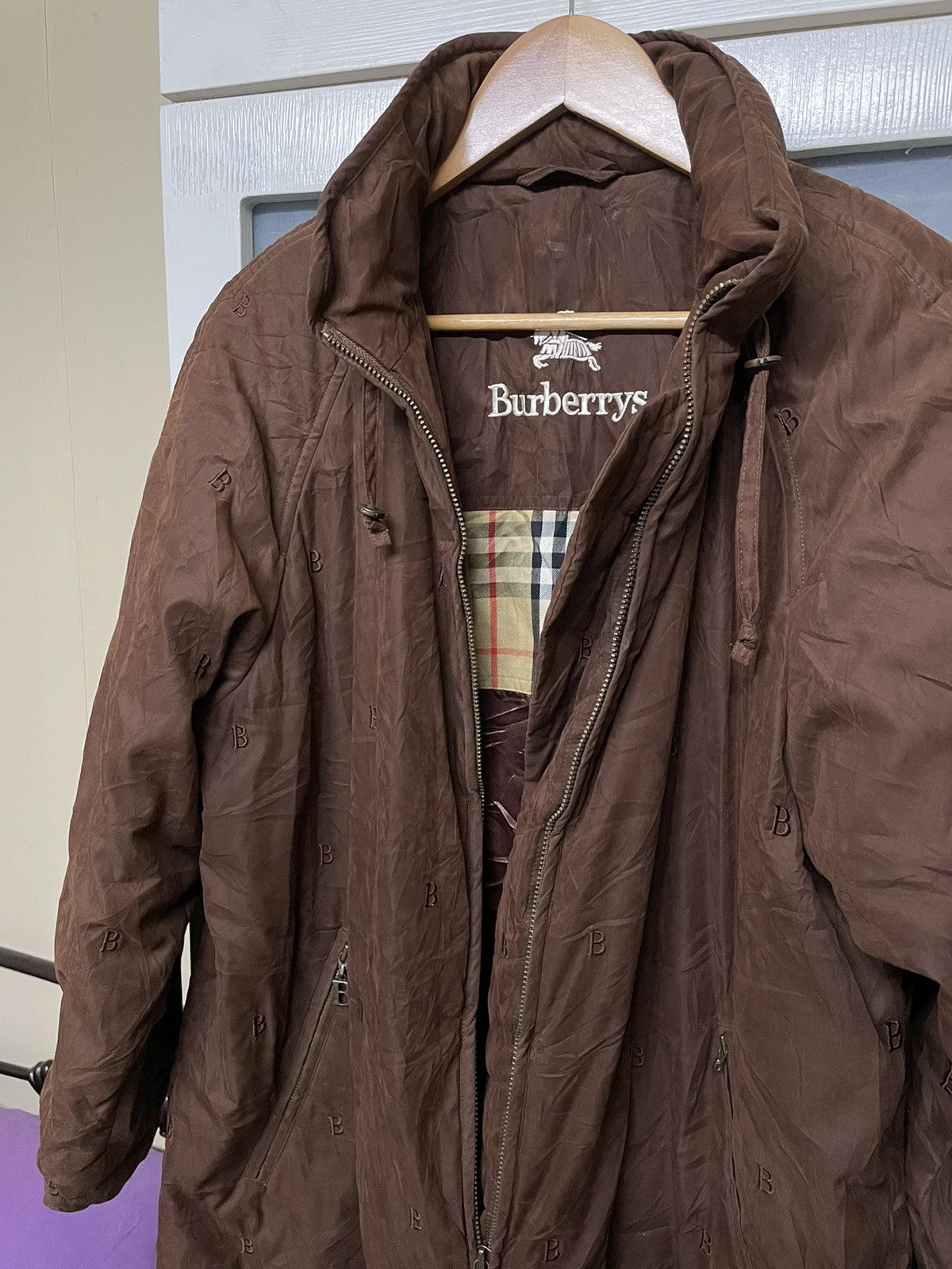 Burberry × Designer × Vintage Vintage Burberrys Novacheck Suede “B” Logo Parka Size US L / EU 52-54 / 3 - 5 Thumbnail