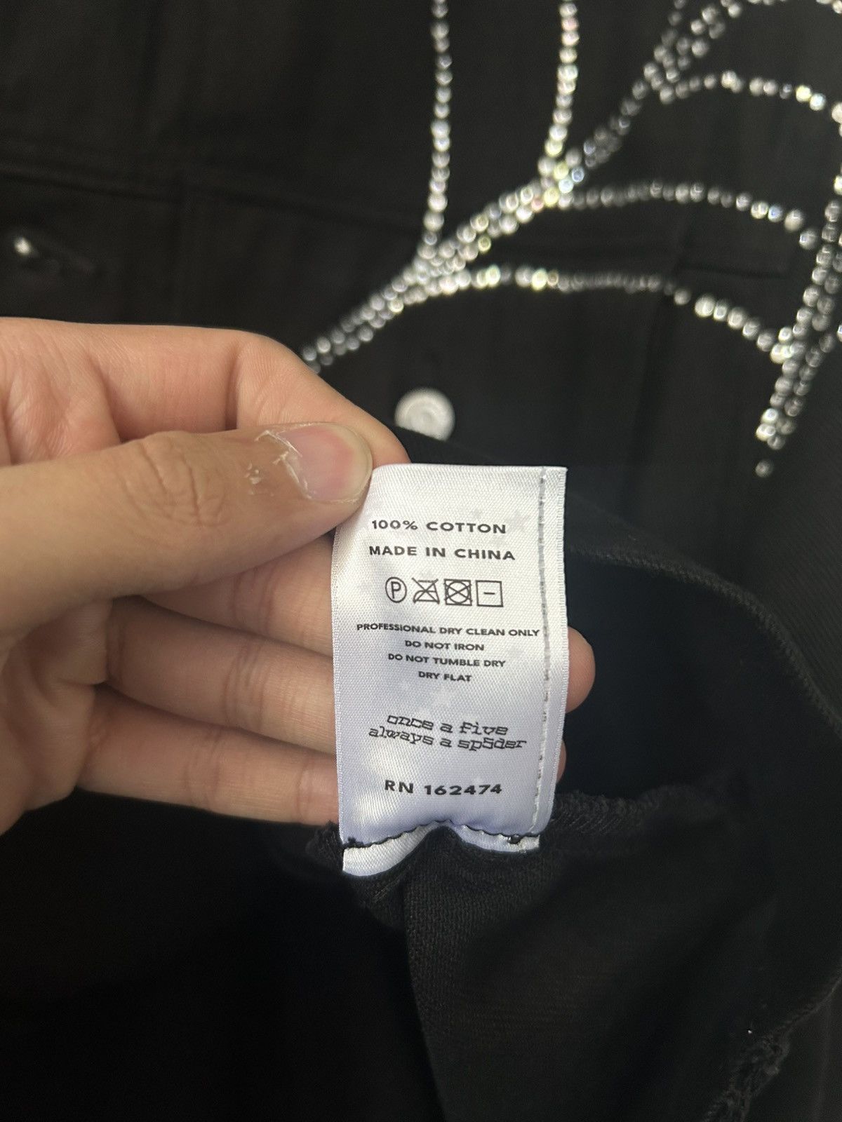 Sp5der NEW SP5DER WORLDWIDE RHINESTONE WEB DENIM JACKET Size US M / EU 48-50 / 2 - 8 Thumbnail