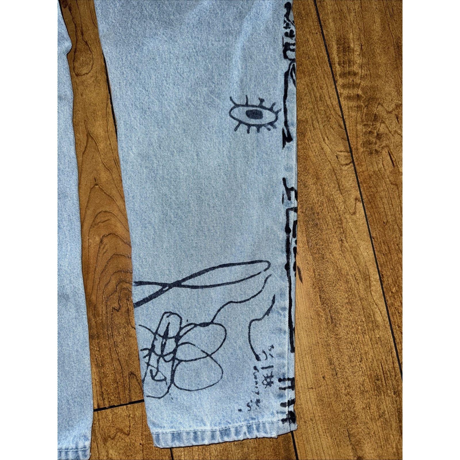 Topshop × Vintage Topshop Moto Printed Denim Jeans Blue 28x30 Size 28" / US 6 / IT 42 - 7 Thumbnail