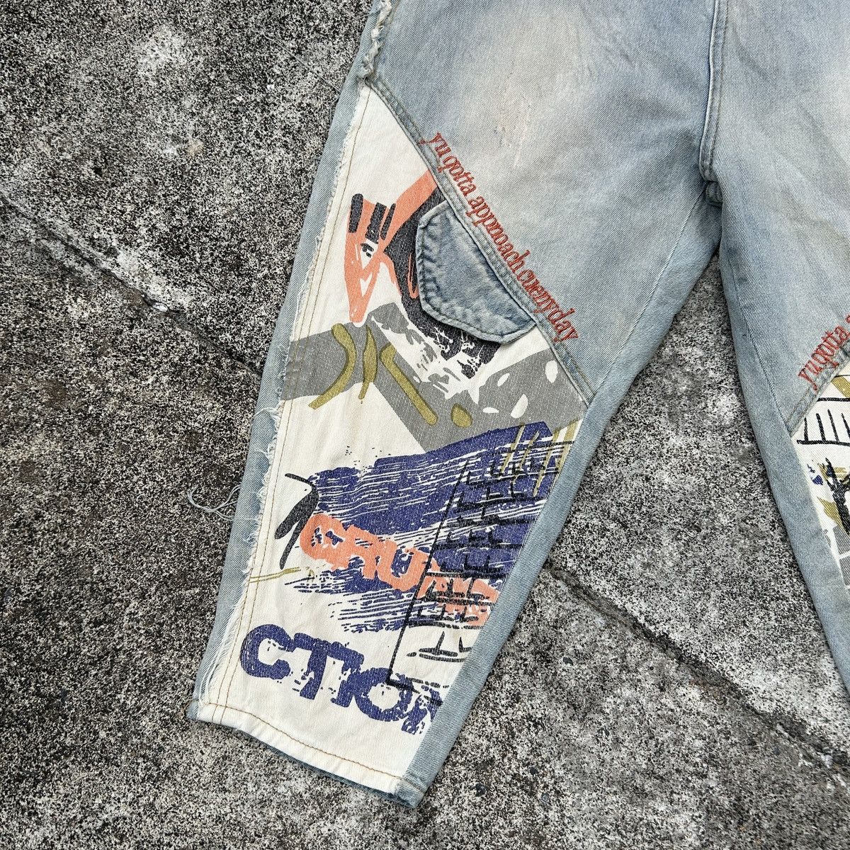 Japanese Brand Loose Jeans Patchwork Paint Style *kapital Stlye Size US 27 - 4 Thumbnail