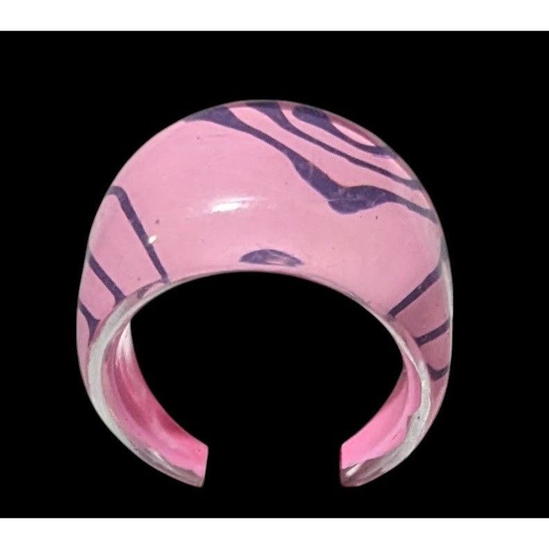 Other Bubblegum Pink And Purple Abstract Swirl Retro Chunky Ring S Size ONE SIZE - 3 Thumbnail