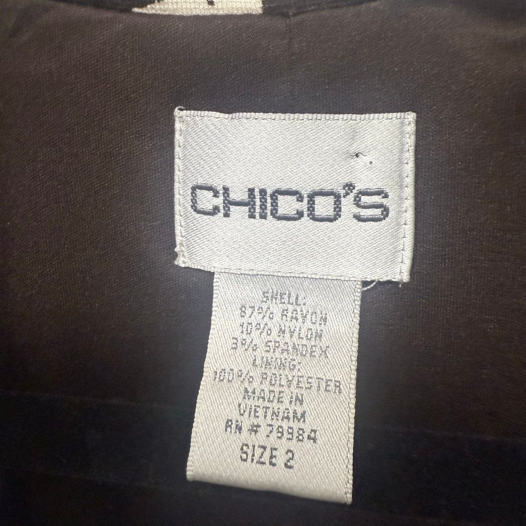 Chicos Women's Chico's Espresso&Cream Abstract moto Jacket Size L Size L / US 10 / IT 46 - 4 Thumbnail