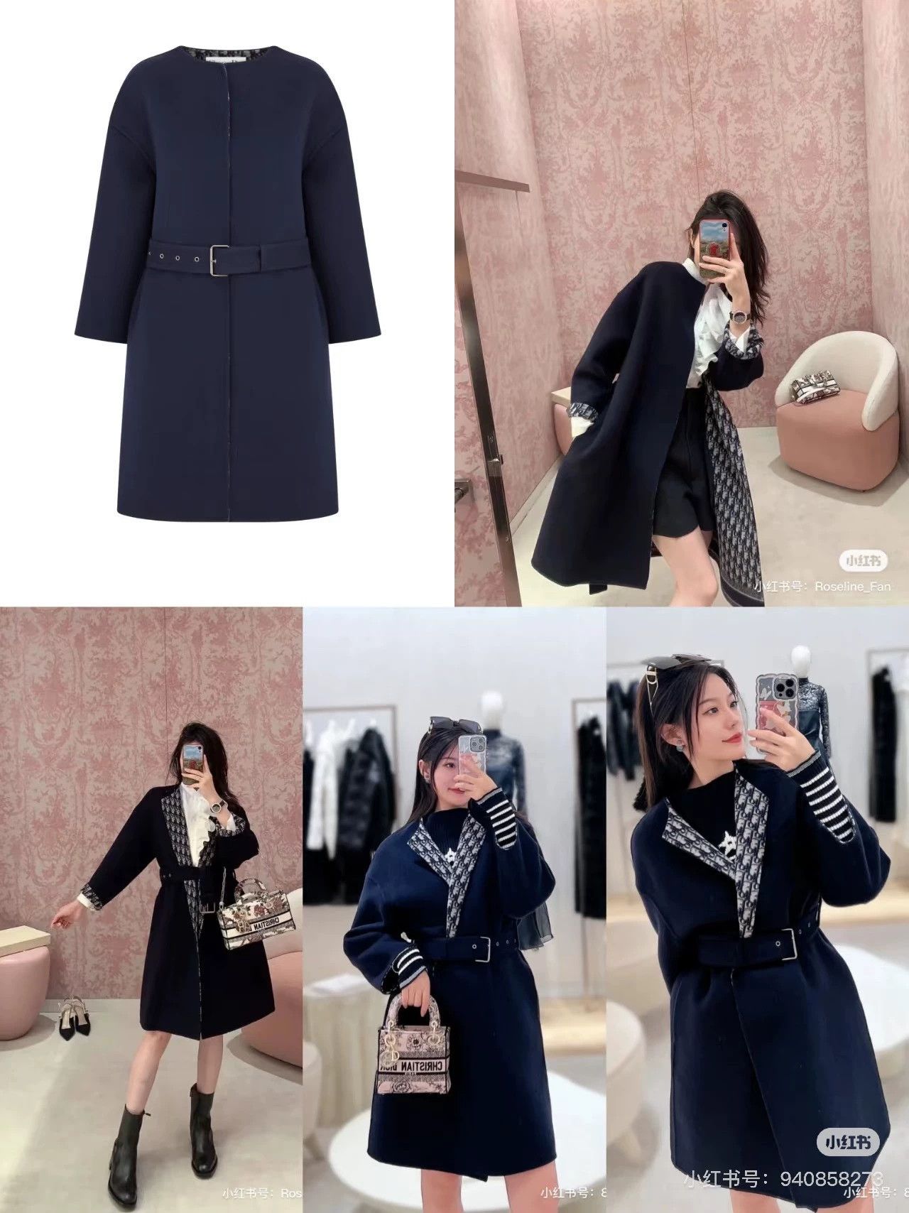 Dior Dior Double-Faced Wool Oblique Navy Coat FR38 NWT Size S / US 4 / IT 40 - 7 Thumbnail