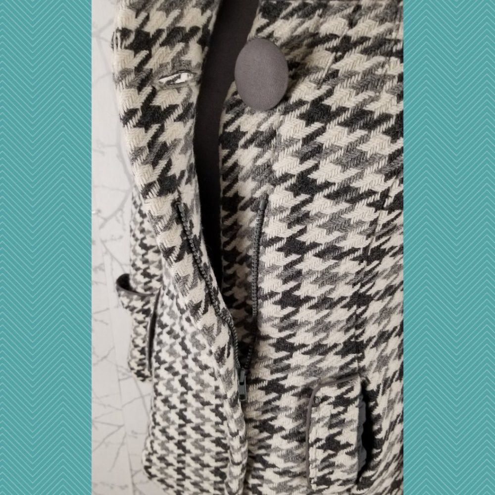 Soia & Kyo Soia & Kyo White Houdstooth Wool Blend Peacoat Size L / US 10 / IT 46 - 7 Thumbnail