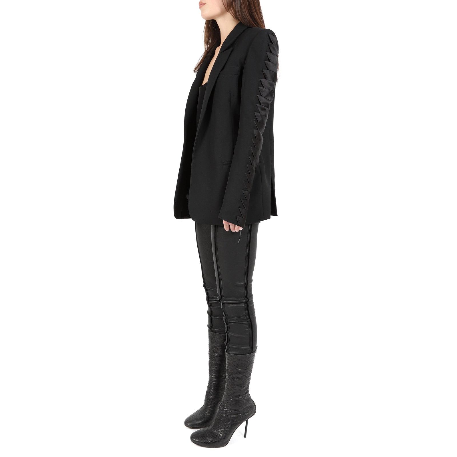 Haider Ackermann FW20 Silk Insert Sleeve Blazer in Black Wool Size XS / US 0-2 / IT 36-38 - 7 Thumbnail
