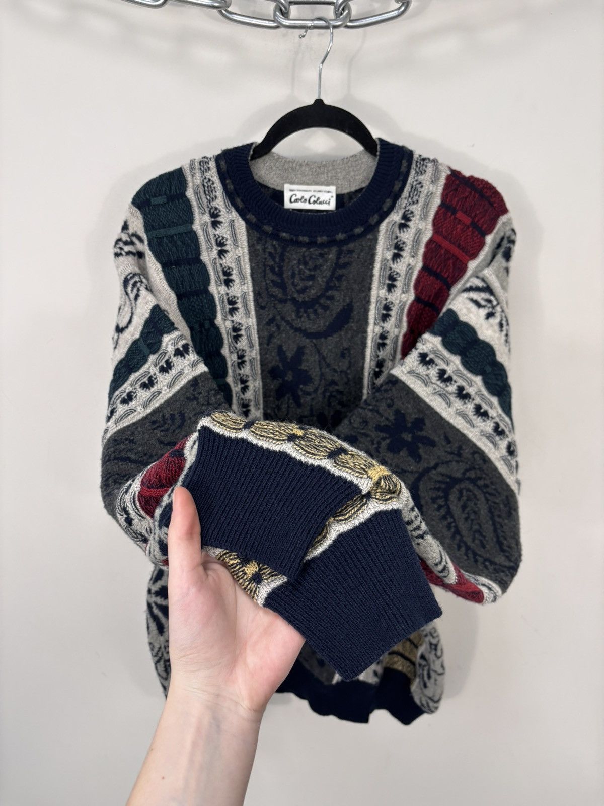 Carlo Colucci Carlo Colucci Vintage 3D Textured Knit Wool Blend Sweater Size US XL / EU 56 / 4 - 5 Thumbnail