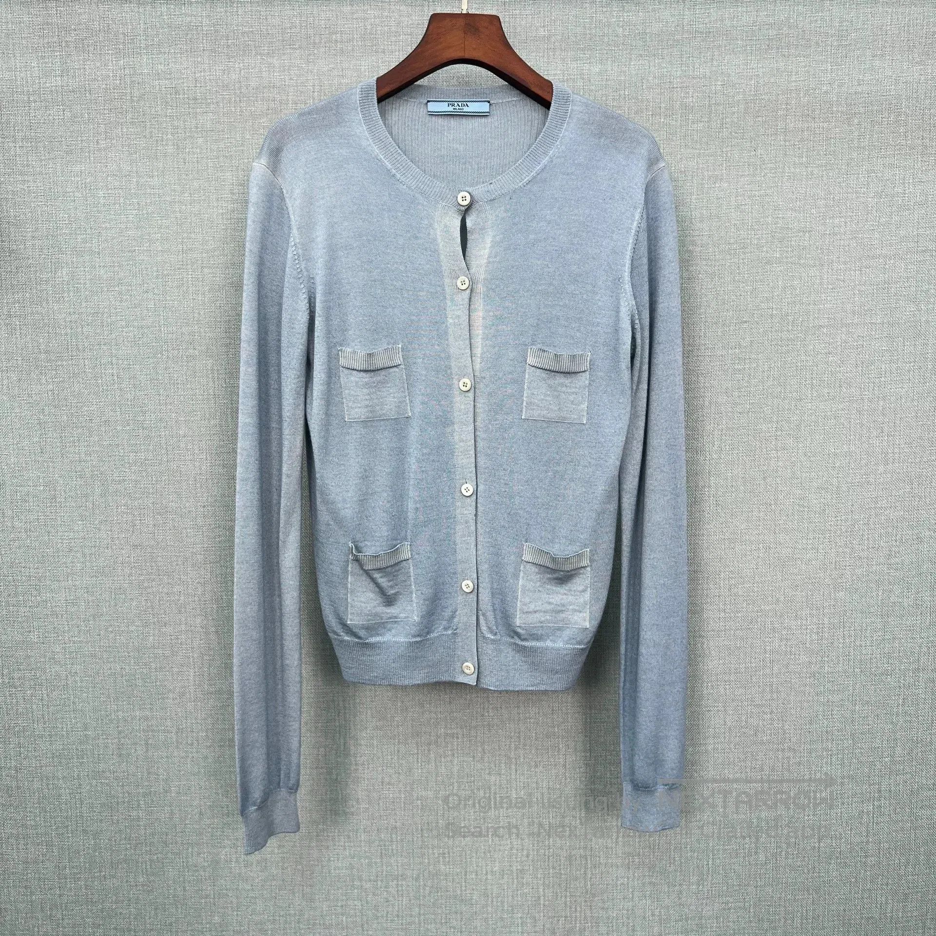Prada Prada Haze Blue Pocket Knit Cardigan. Size M / US 6-8 / IT 42-44 - 1 Thumbnail