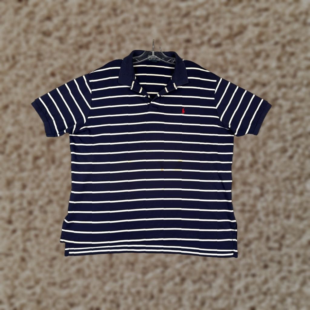 Ralph Lauren VINTAGE Ralph Lauren Polo Shirt Men XL Blue White Stripe 100% Cotton Slim Classic Logo Size US XL / EU 56 / 4 - 1 Thumbnail