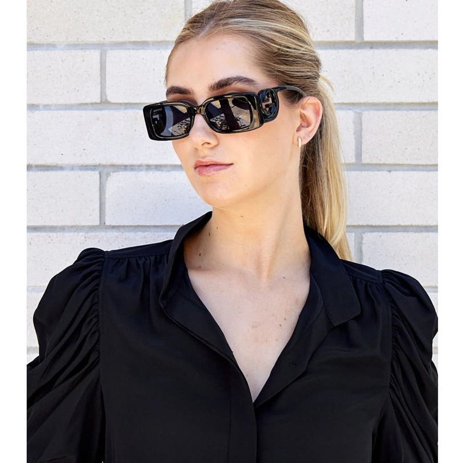 Gucci NEW Gucci GG1325S Slim Black Logo Sunglasses Size ONE SIZE - 10 Thumbnail