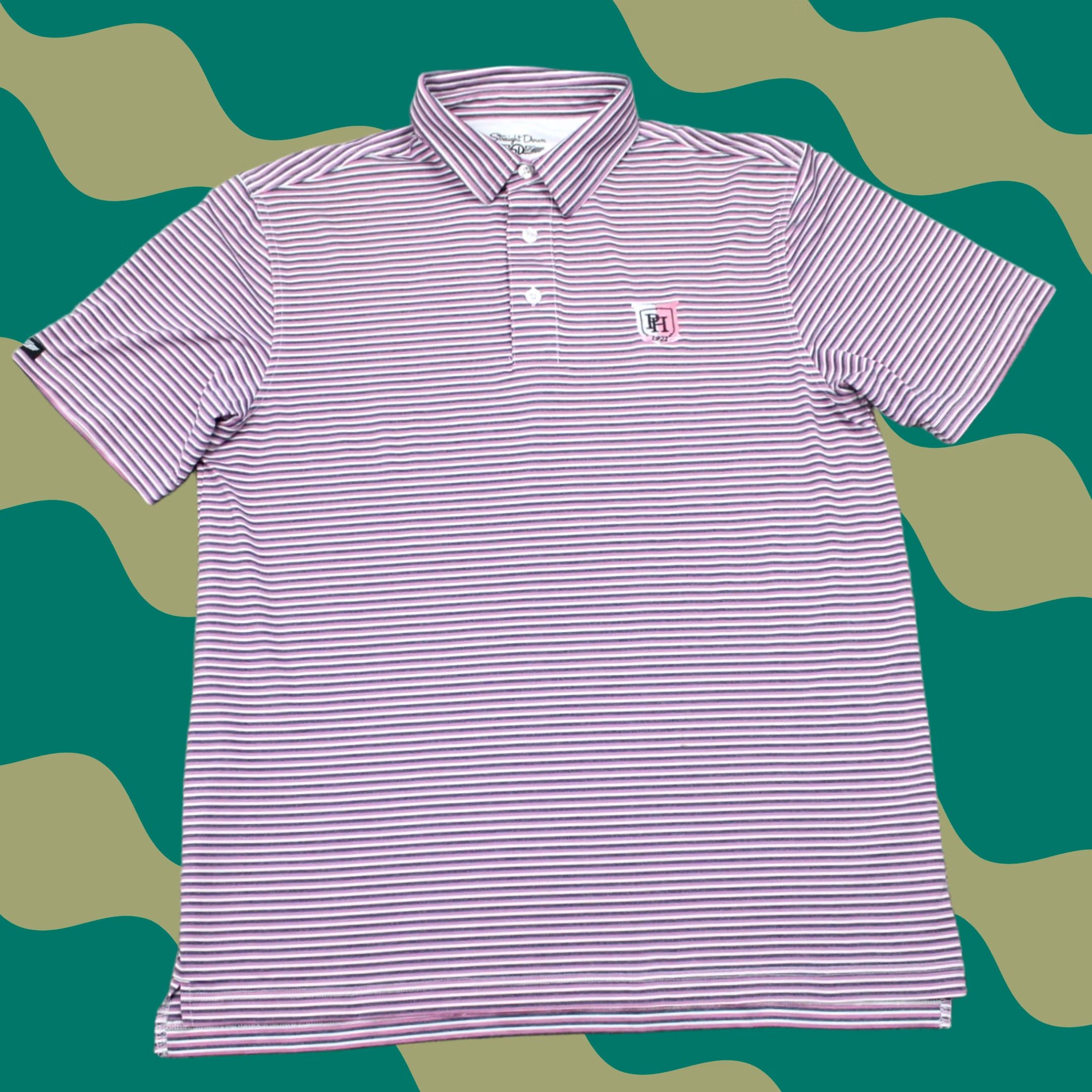 Vintage Straight Down Polo Shirt Mens Medium Pink/Blue Nylon/Polyamid-Polyester Stretch Polo Shirt Mens M Pink/Blue Solid Short Sleeve Golf Logo 90s? Size US M / EU 48-50 / 2 - 1 Thumbnail