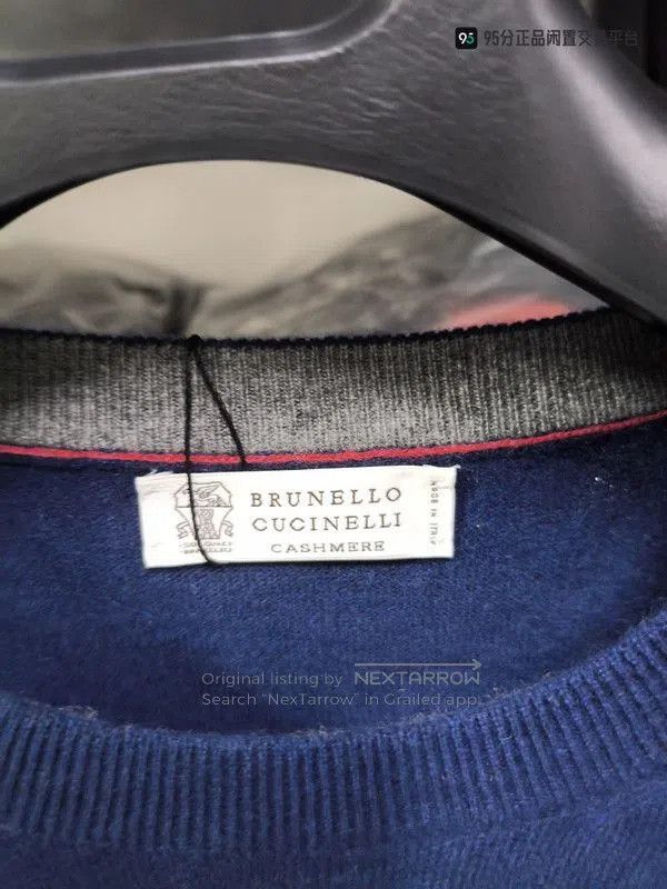 Brunello Cucinelli Brunello Cucinelli Men's Blue Cashmere Crewneck Sweater. Size US M / EU 48-50 / 2 - 2 Thumbnail