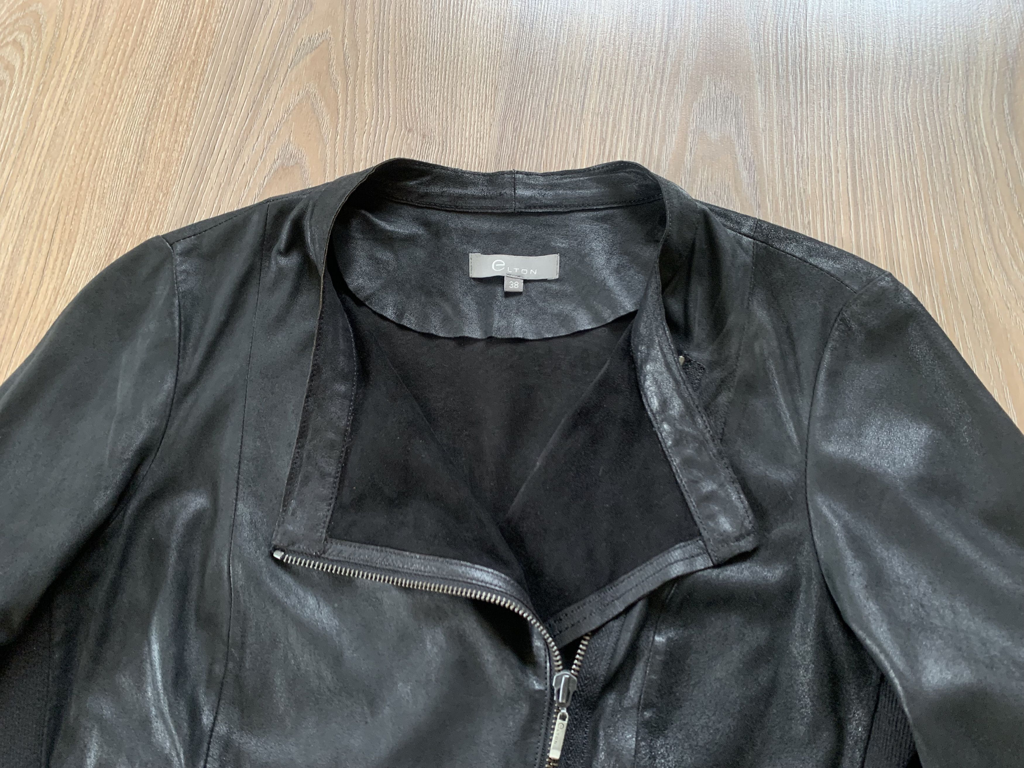 Other Elton Womens Goat Leather Black Biker Jacket Size M / US 6-8 / IT 42-44 - 7 Thumbnail