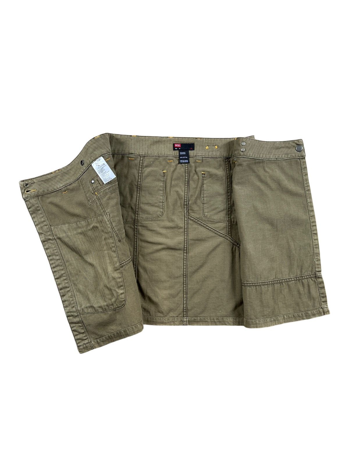 Diesel × Diesel Black Gold × Vintage Y2K Diesel Rebuilt Herringbone Twill Mini Skirt Size 30" / US 8 / IT 44 - 6 Thumbnail