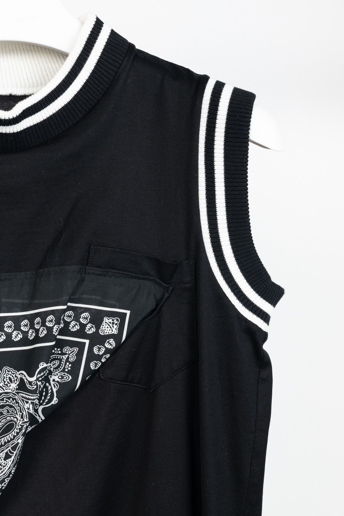 Sacai Sacai R/19 Black Cotton-Jersey Bandana-Drape Tank Size M / US 6-8 / IT 42-44 - 4 Thumbnail