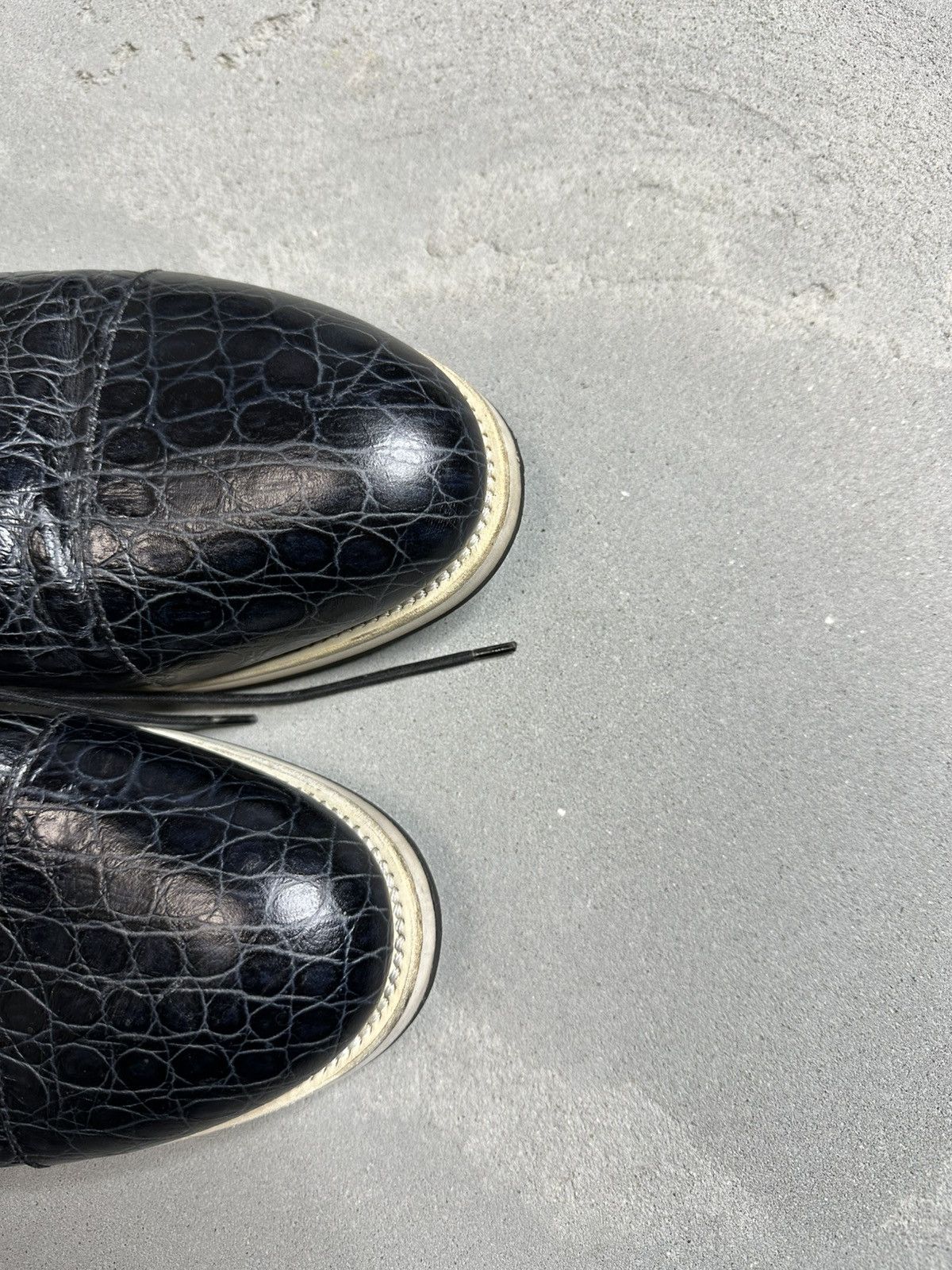 Giorgio Armani Giorgio Armani Black Croc Embossed Leather Shoes Size US 10.5 / EU 43-44 - 2 Thumbnail