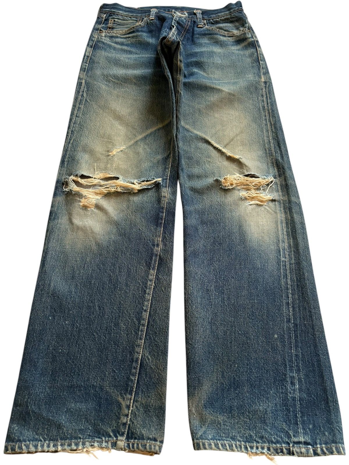 Japanese Brand Vintage Japanese Brand Selvedge Rusty Wash Rip Loose Jeans Size US 29 - 2 Thumbnail